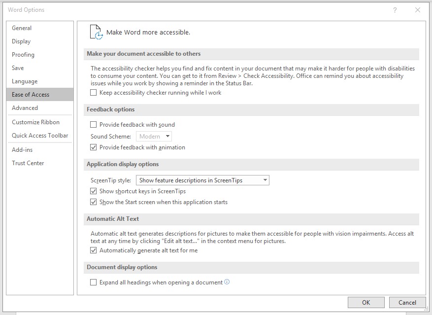 How to turn on the accessibility functionality in Microsoft products to make them accessible