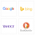 logos of the most popular search engines - Google, Bing, Yahoo, DuckDuckGo