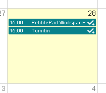 calendar items for PebblePad and Turnitin